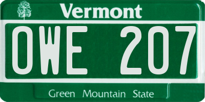 VT license plate OWE207