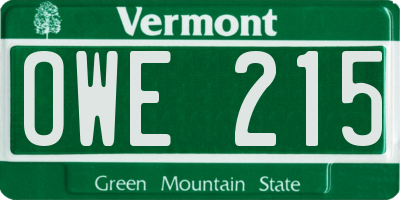 VT license plate OWE215