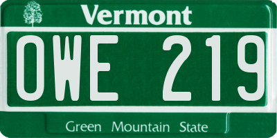 VT license plate OWE219