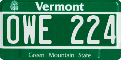 VT license plate OWE224
