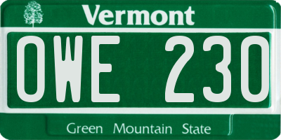 VT license plate OWE230