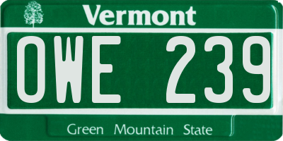 VT license plate OWE239