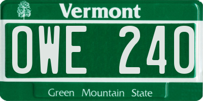 VT license plate OWE240