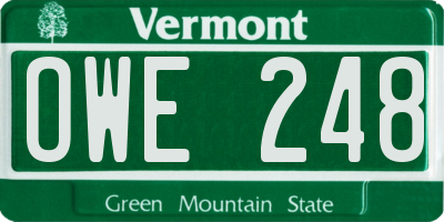 VT license plate OWE248