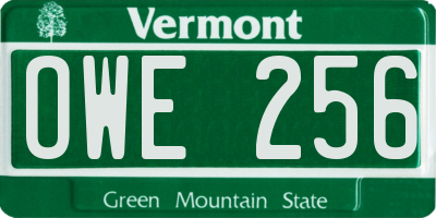 VT license plate OWE256