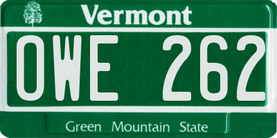 VT license plate OWE262