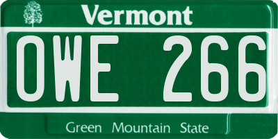 VT license plate OWE266