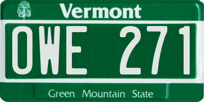 VT license plate OWE271