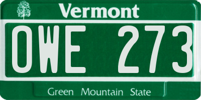 VT license plate OWE273