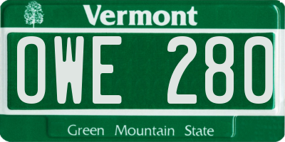 VT license plate OWE280