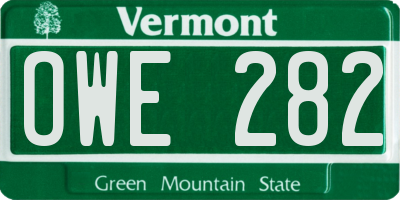 VT license plate OWE282