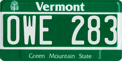VT license plate OWE283