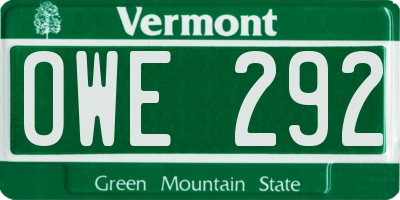VT license plate OWE292