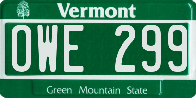 VT license plate OWE299