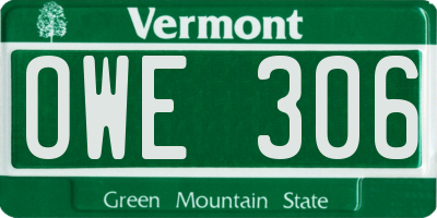 VT license plate OWE306
