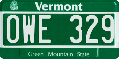VT license plate OWE329