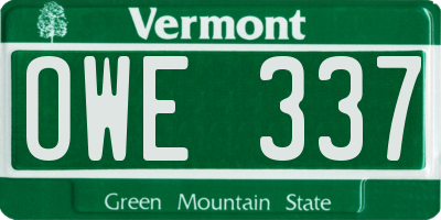 VT license plate OWE337
