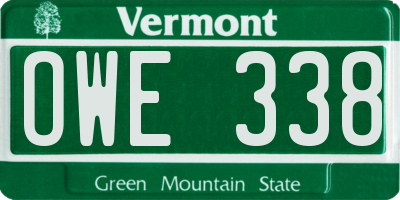 VT license plate OWE338