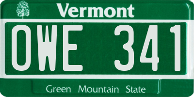 VT license plate OWE341