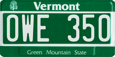 VT license plate OWE350