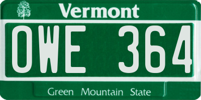 VT license plate OWE364