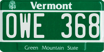 VT license plate OWE368