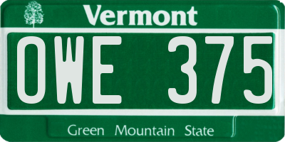 VT license plate OWE375