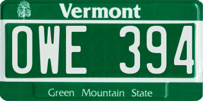 VT license plate OWE394