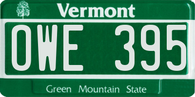 VT license plate OWE395