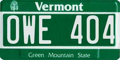 VT license plate OWE404