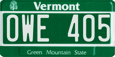 VT license plate OWE405