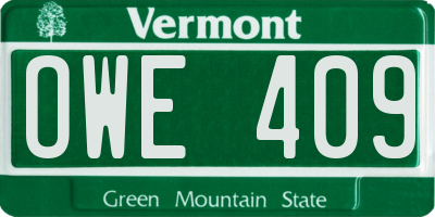 VT license plate OWE409