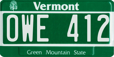 VT license plate OWE412