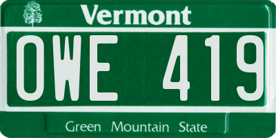 VT license plate OWE419