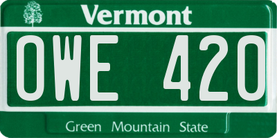 VT license plate OWE420