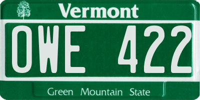 VT license plate OWE422