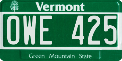 VT license plate OWE425
