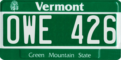 VT license plate OWE426