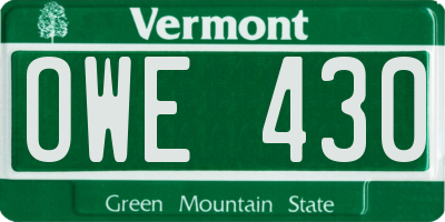 VT license plate OWE430