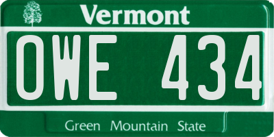 VT license plate OWE434