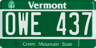 VT license plate OWE437