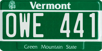 VT license plate OWE441