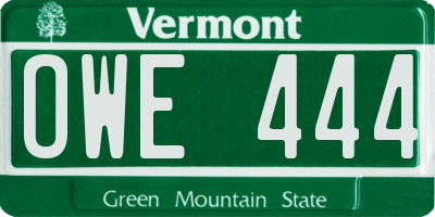 VT license plate OWE444