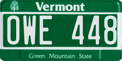 VT license plate OWE448