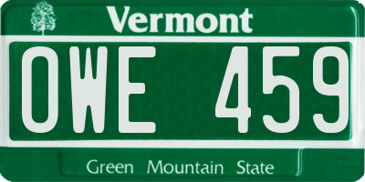 VT license plate OWE459