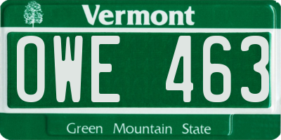 VT license plate OWE463