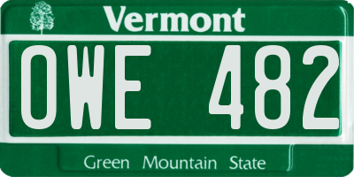 VT license plate OWE482