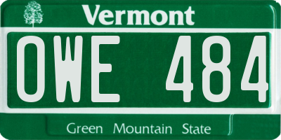 VT license plate OWE484