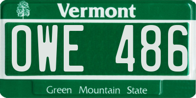 VT license plate OWE486