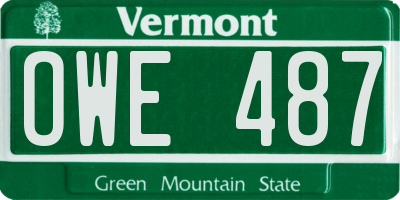 VT license plate OWE487